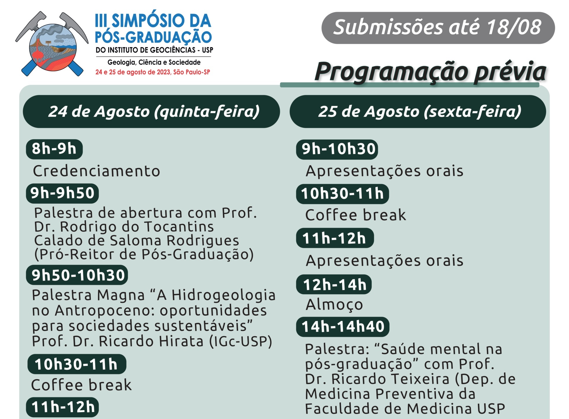 III Simpósio da Pós-graduação do IGc-USP – Abstracts até 18 de agosto